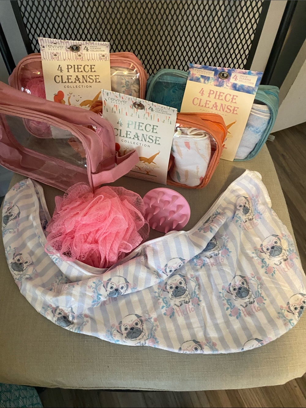 4-Pc Cleanse Collection w/ HAIR TURBAN (select pink, blue or orange) MOTHERS DAY